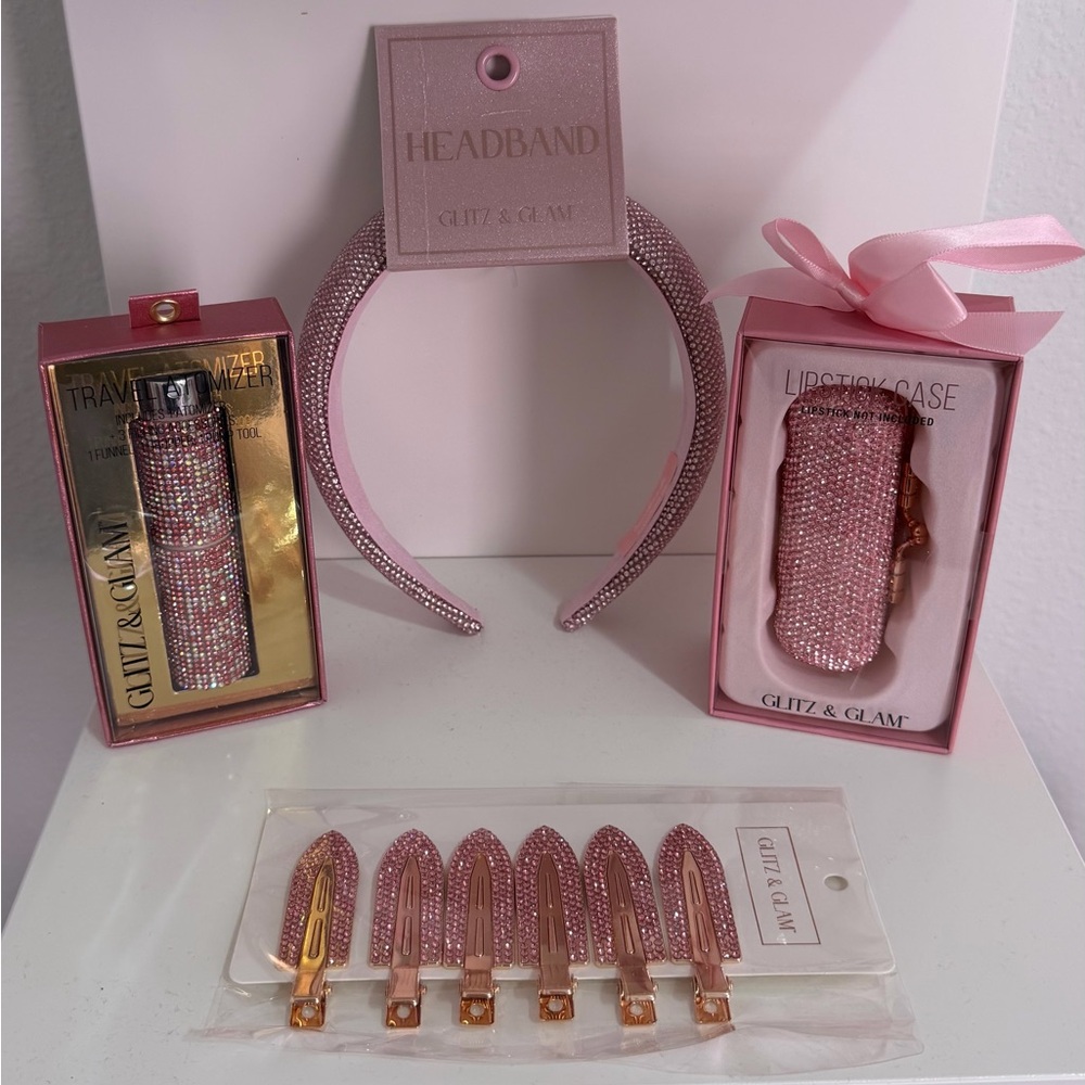 Glitz & Glam Pink Rhinestone Beauty Gift Set NIB